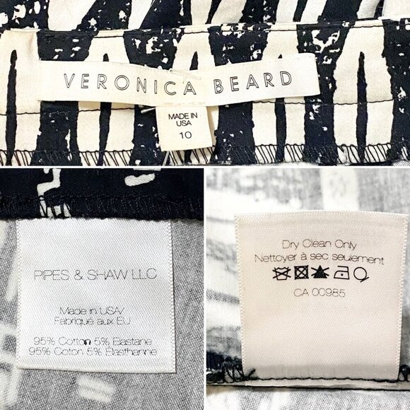 Veronica Beard Woodblock Print Midi Skirt, Black/white, Size 10 - Picture 5 of 14